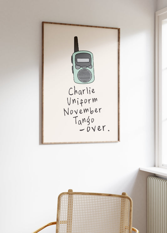 Charlie Uniform November Tango, Over | Seafoam and Cream | Art Print - High-Quality Premium Wall Art Decor Sticker