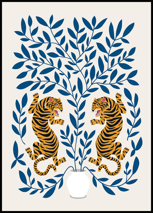 Watercolor tiger illustration no1 poster for nursery and home wall decor.