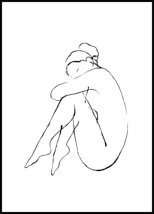 Watercolor nude lines no1 poster for nursery and home wall decor.