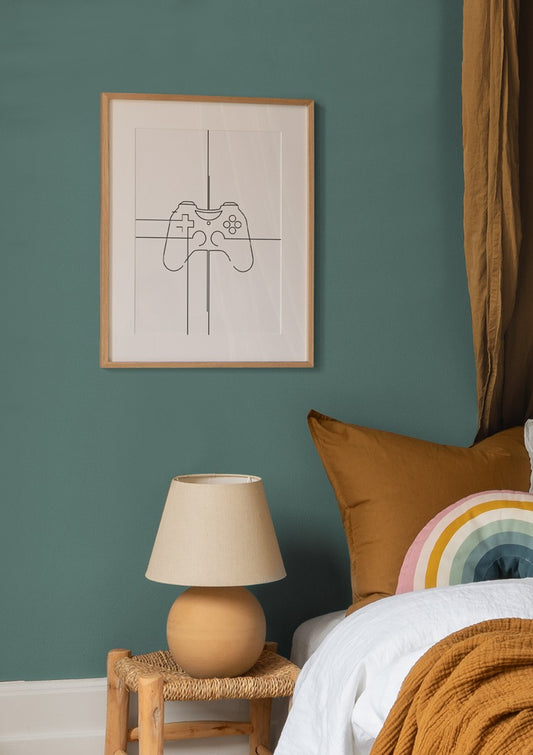 Watercolor game controller poster for nursery and home wall decor.