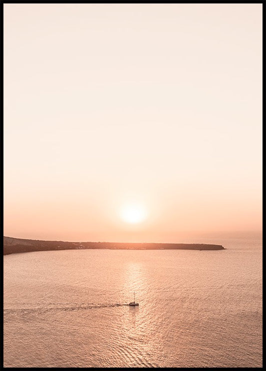 Watercolor sunset sailing poster for nursery and home wall decor.