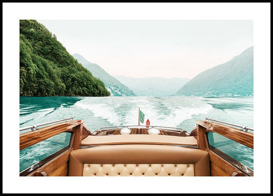 Watercolor lake como ride poster for nursery and home wall decor.