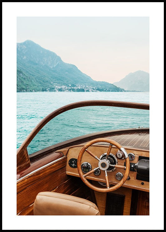 Watercolor boat on lake como no1 poster for nursery and home wall decor.