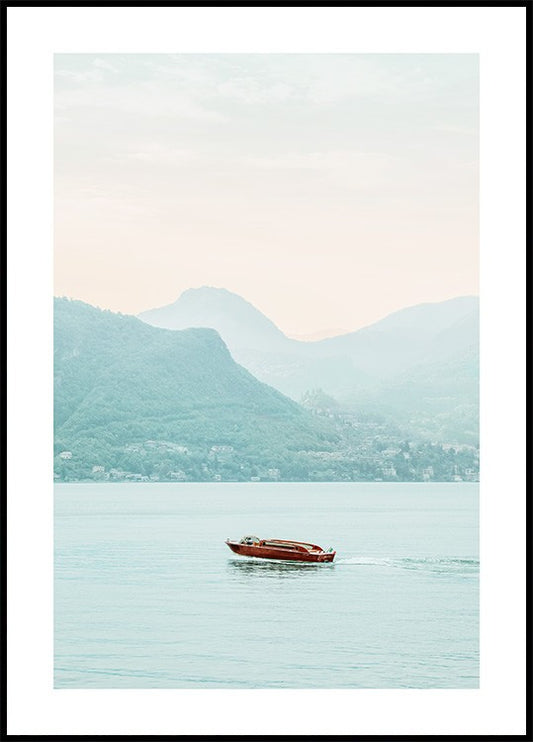 Watercolor lake como poster for nursery and home wall decor.