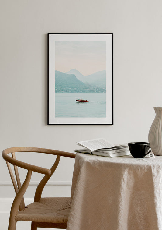 Watercolor lake como poster for nursery and home wall decor.