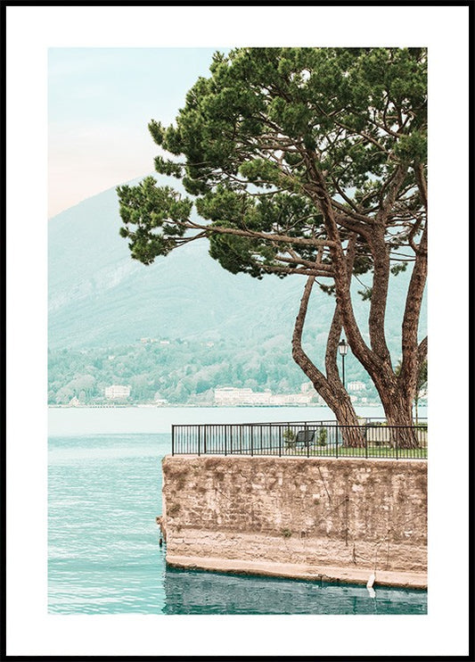 Watercolor bellagio view no1 poster for nursery and home wall decor.