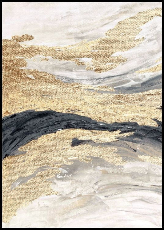 Watercolor gold wave no1 poster for nursery and home wall decor.