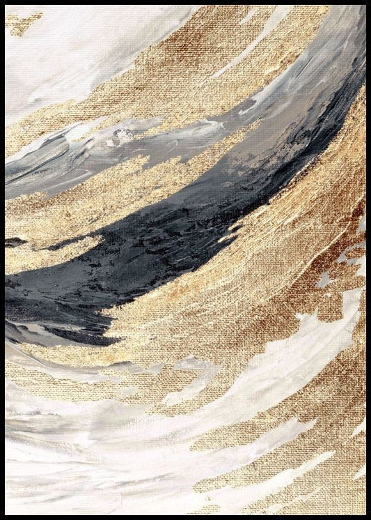 Watercolor gold wave no2 poster for nursery and home wall decor.