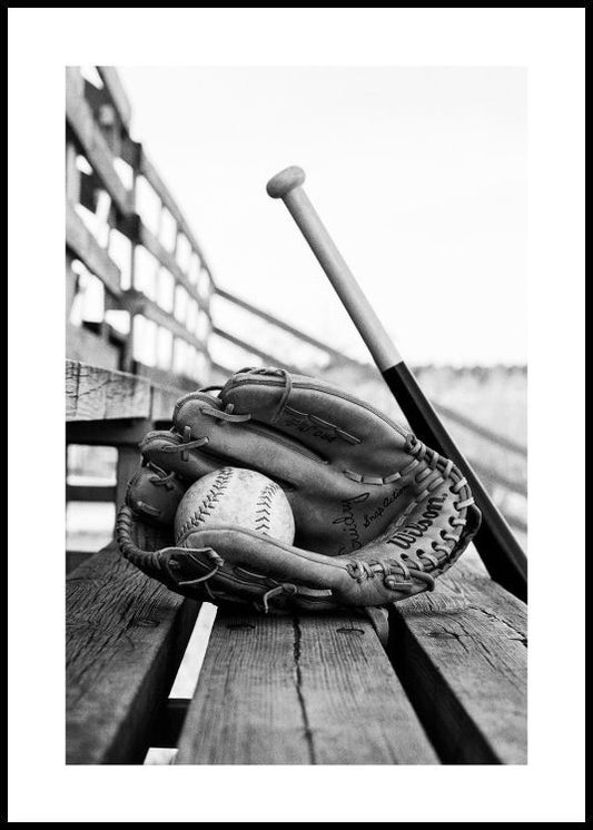 Watercolor baseball essentials poster for nursery and home wall decor.