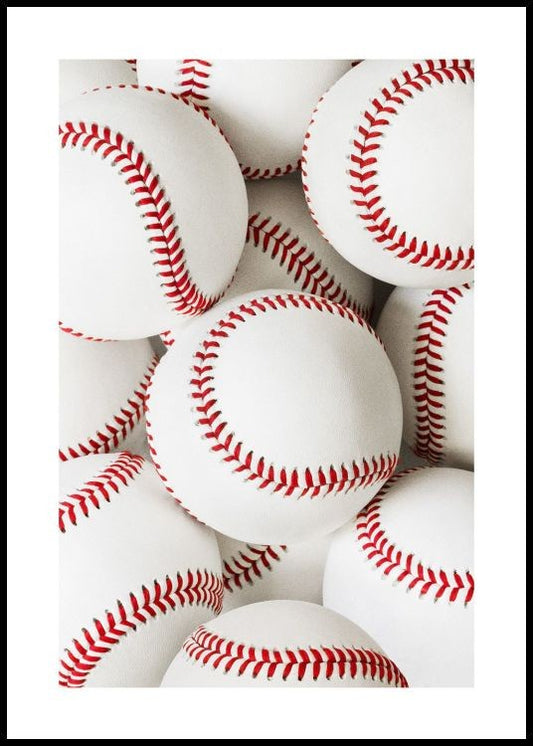Watercolor baseballs poster for nursery and home wall decor.