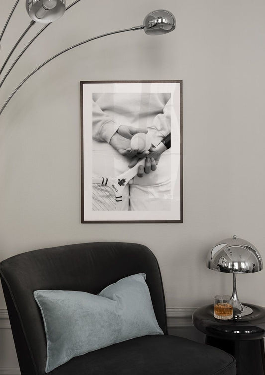 Watercolor tennis player poster for nursery and home wall decor.