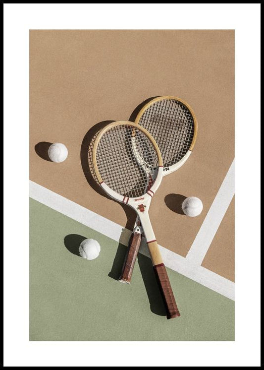 Watercolor racket duo poster for nursery and home wall decor.