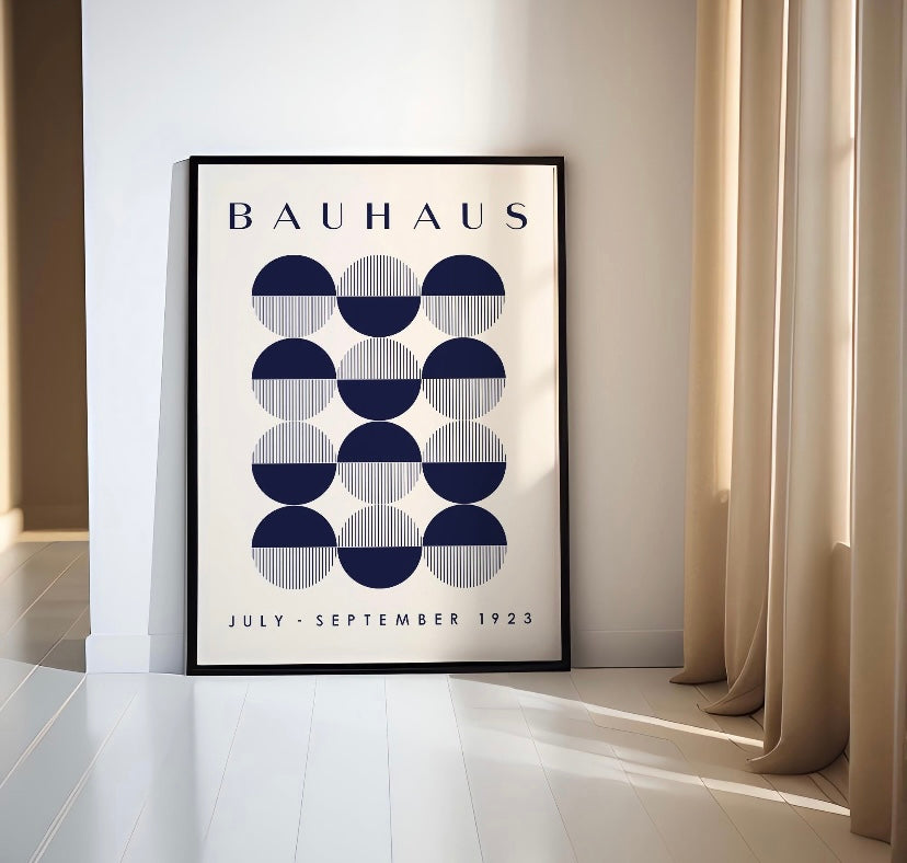 Navy Bauhaus Minimalist Art Print - High-Quality Premium Wall Art Decor Sticker