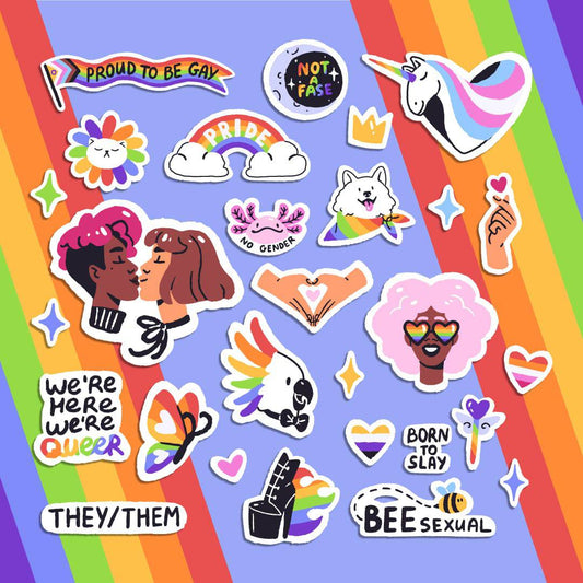 Watercolor a5 sticker sheet gay pride vinyl stickers - support rainbow lgbtq love flag lesbian transgender month partner friend aesthetic gift for nursery and home wall decor.