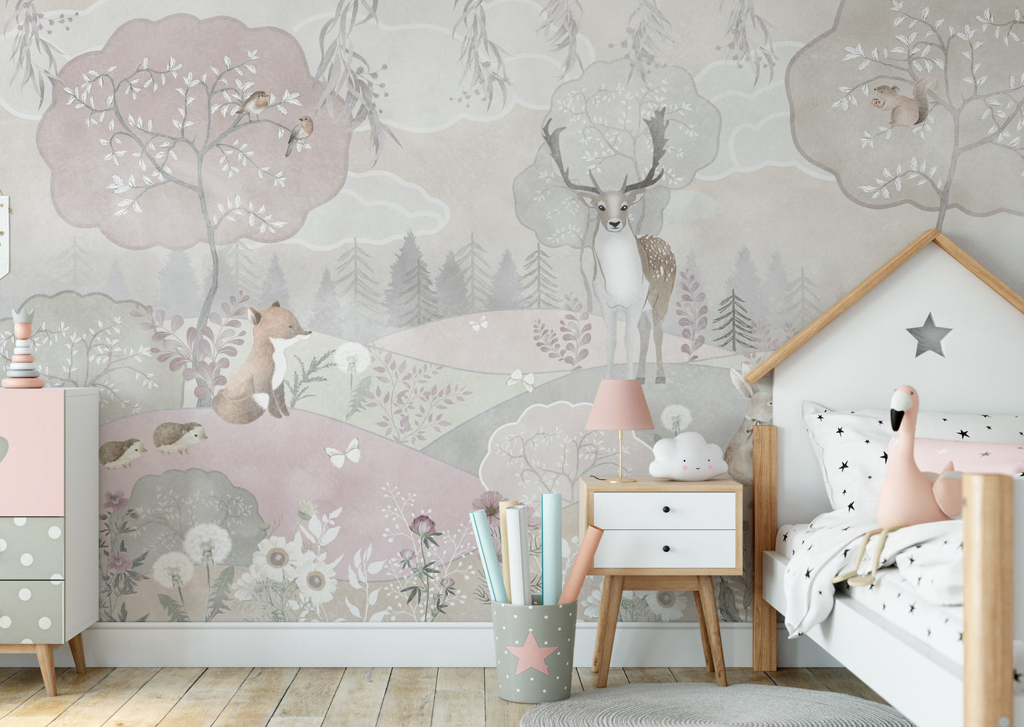 Lush Pink Forest Wall Mural