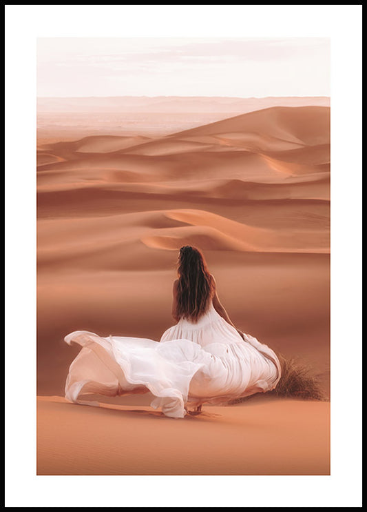 Watercolor walking in the desert poster for nursery and home wall decor.