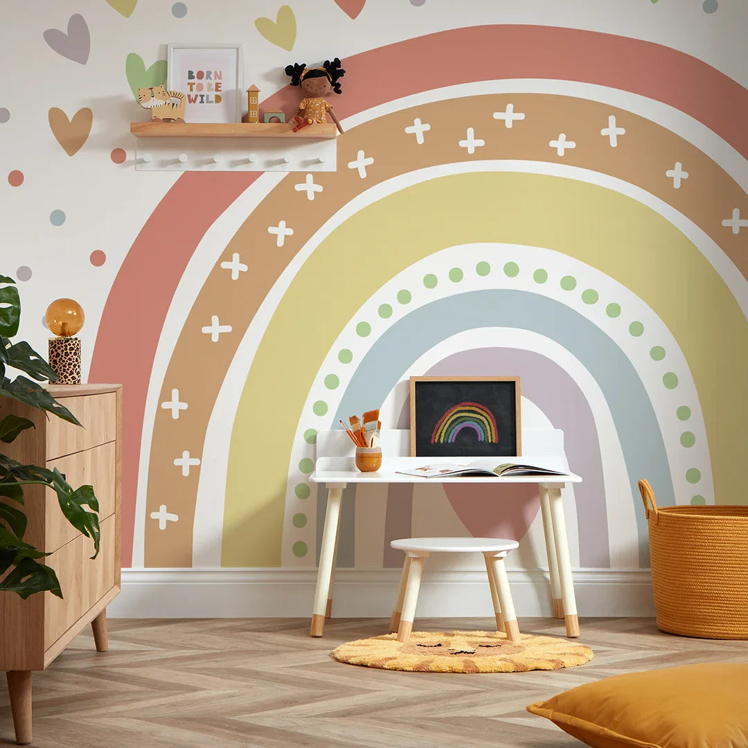 Rainbow Pastel Over The Rainbow Mural - High Quality Wallpaper by Wonderwallsboutique