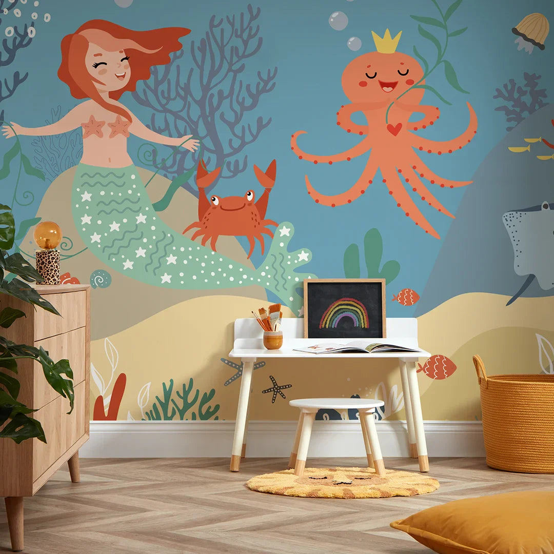 Multicolored Mermaid Princess Wall Mural