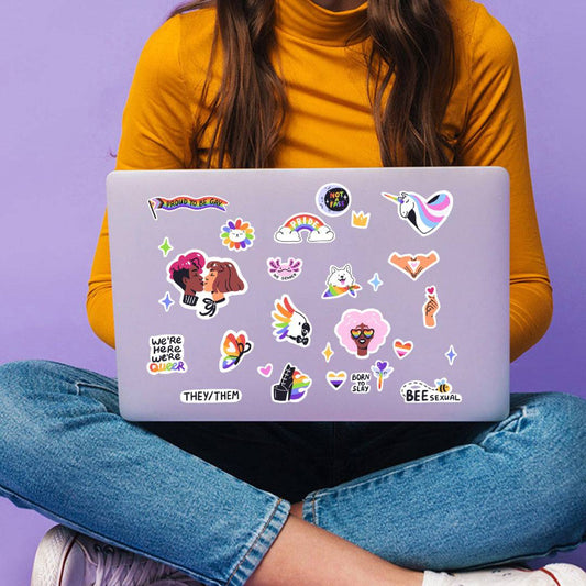 Watercolor a5 sticker sheet gay pride vinyl stickers - support rainbow lgbtq love flag lesbian transgender month partner friend aesthetic gift for nursery and home wall decor.