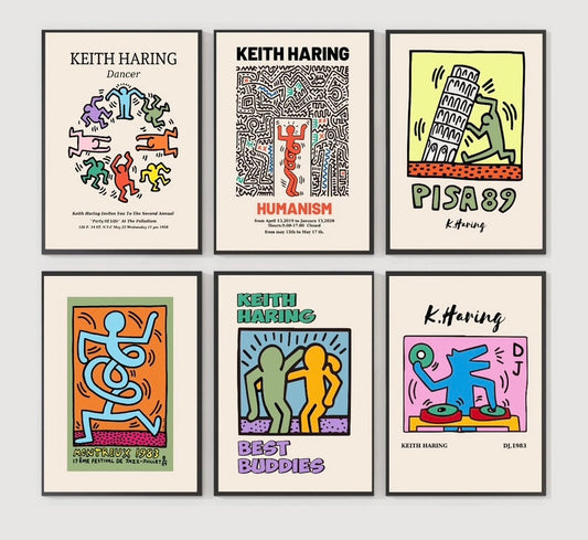 Vibrant Keith Haring-Inspired Gallery Wall Pop Art Print Collection