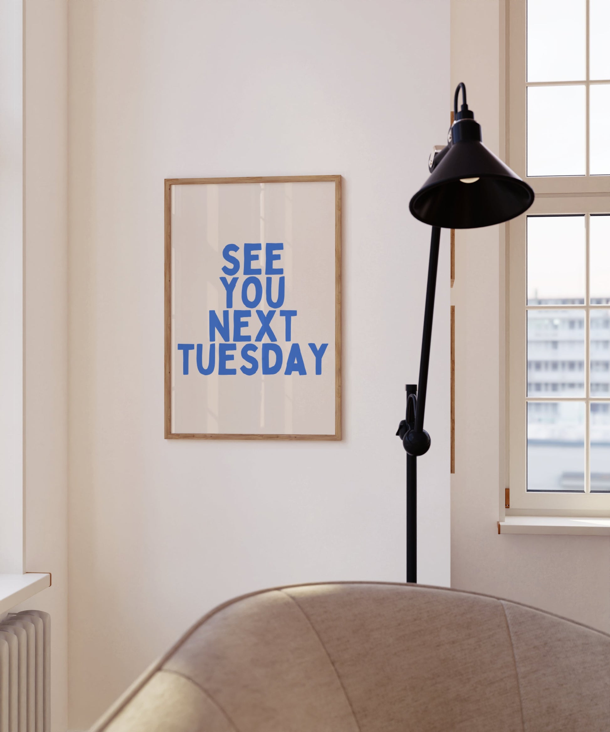 See You Next Tuesday | Blue and Cream | Art Print - High-Quality Premium Wall Art Decor Sticker