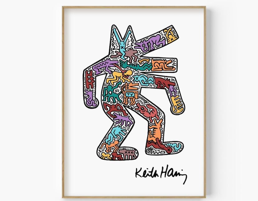 Keith Haring-Inspired Print of a Barking Dog - High-Quality Premium Wall Art Decor Sticker