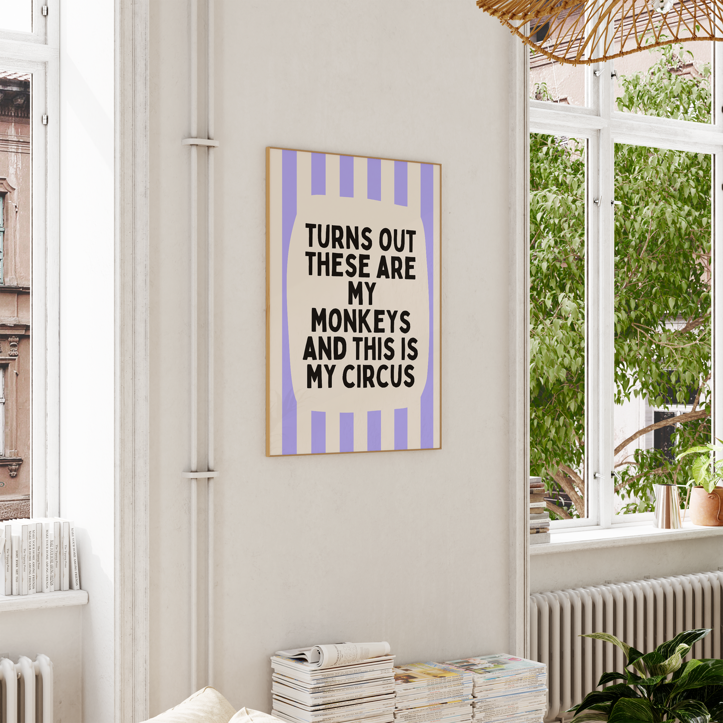 Turns Out These Are My Monkeys And This Is My Circus | Periwinkle and Cream | Wall Art Print - High-Quality Premium Wall Art Decor Sticker