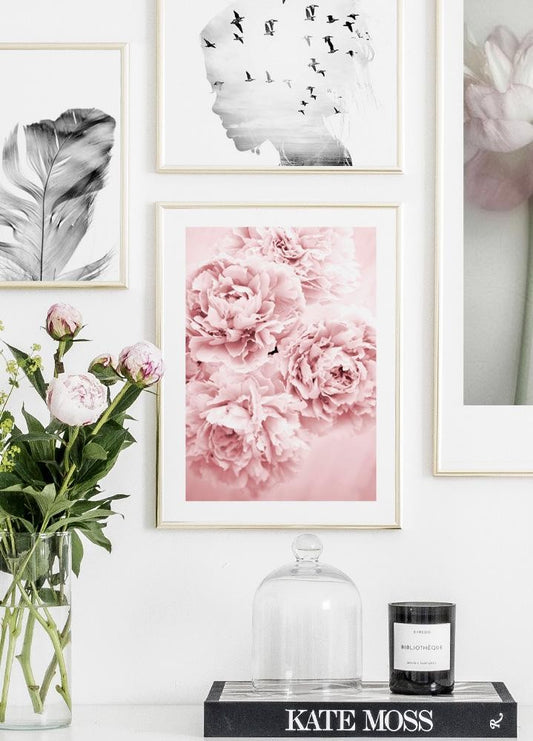 Watercolor pink flower dream poster for nursery and home wall decor.