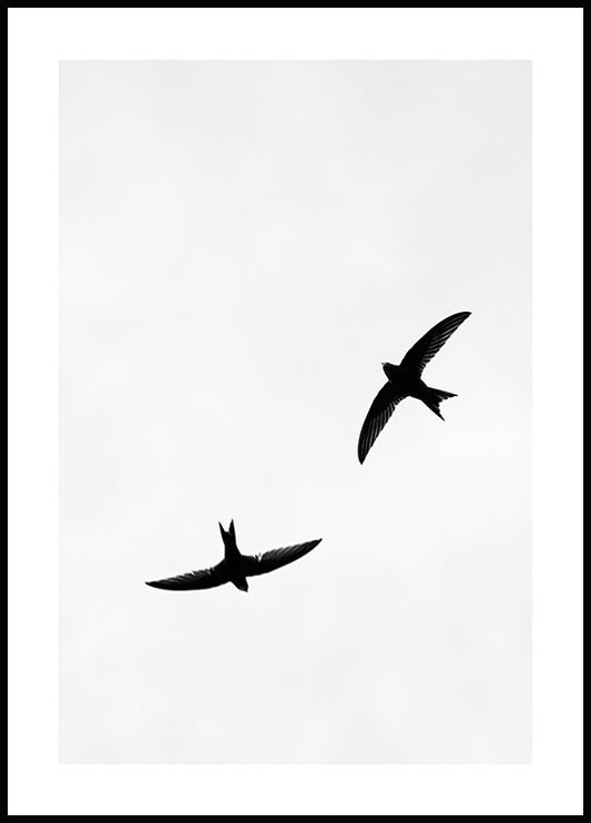 Watercolor birds above poster for nursery and home wall decor.