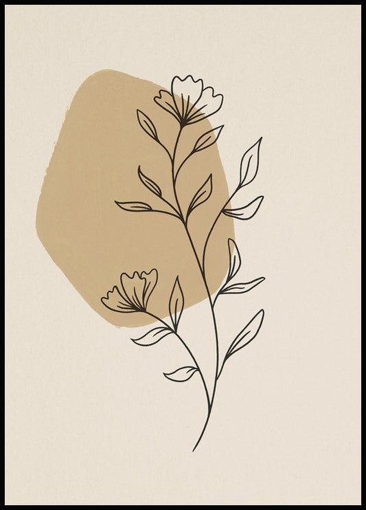 Watercolor flower line poster for nursery and home wall decor.