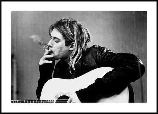 Watercolor kurt cobain poster for nursery and home wall decor.