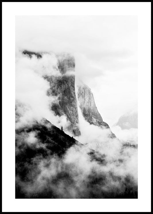 Watercolor yosemite clouds poster for nursery and home wall decor.