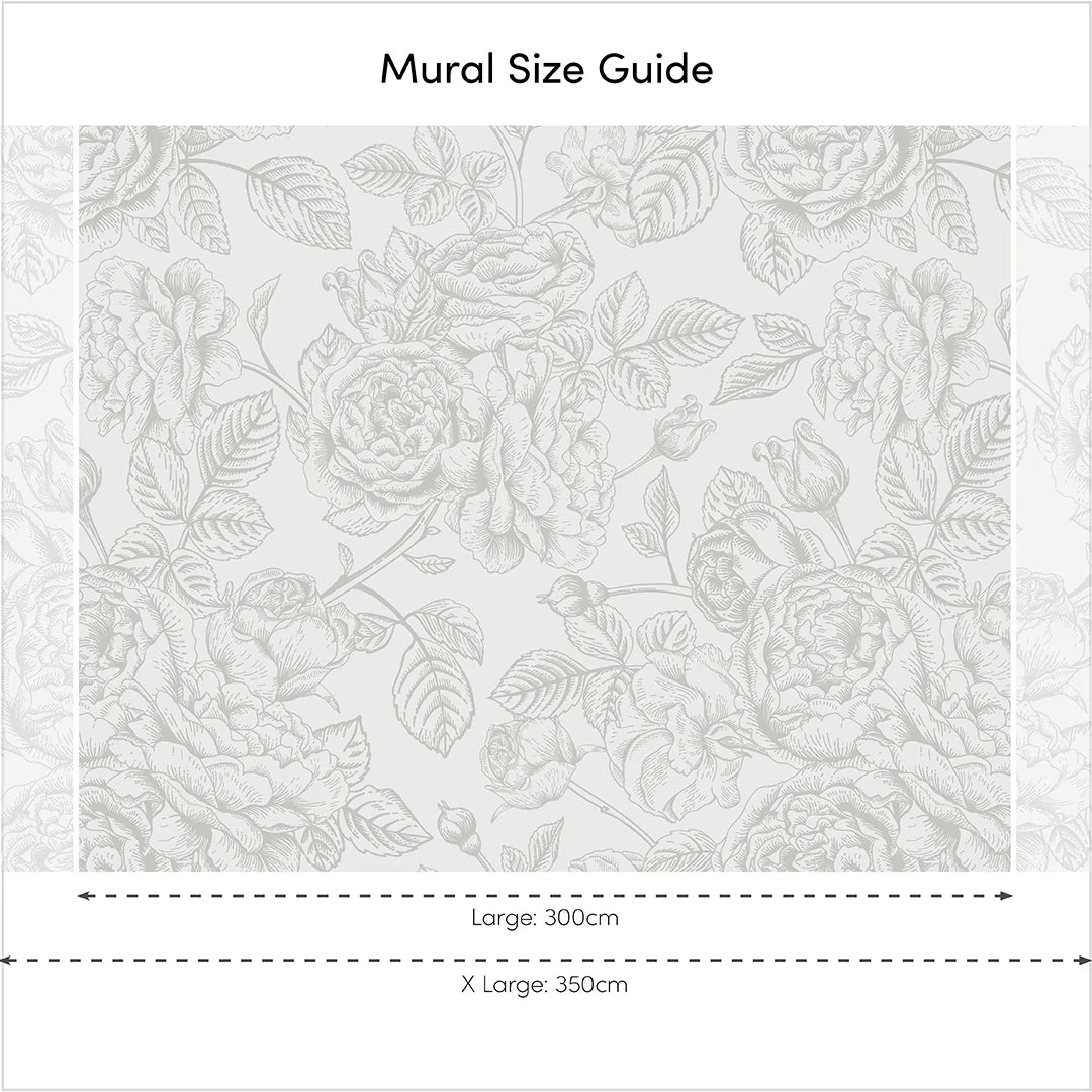 Soft Grey Roses Wall Mural
