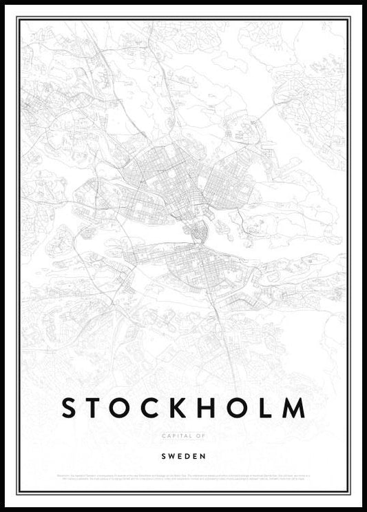 Watercolor map of stockholm poster for nursery and home wall decor.