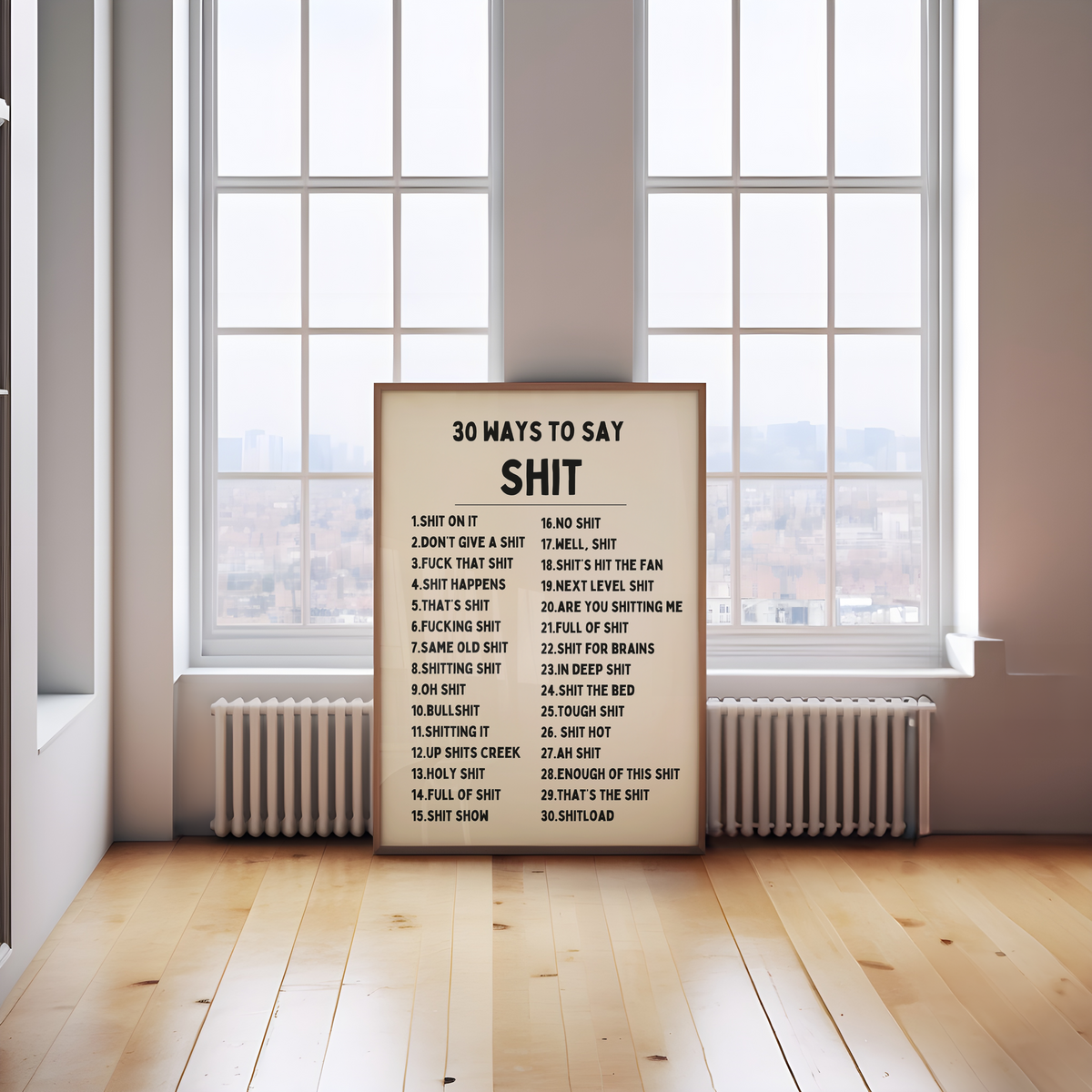 30 Ways To Say Shit | Black and Cream | Art Print - High-Quality Premium Wall Art Decor Sticker