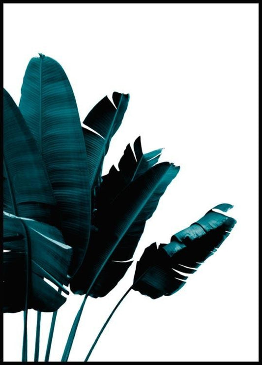Watercolor green banana leaves poster for nursery and home wall decor.