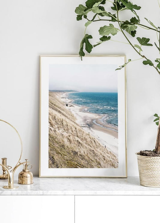 Watercolor beach view  poster for nursery and home wall decor.