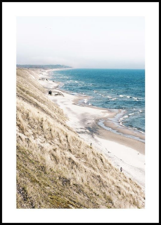Watercolor beach view  poster for nursery and home wall decor.