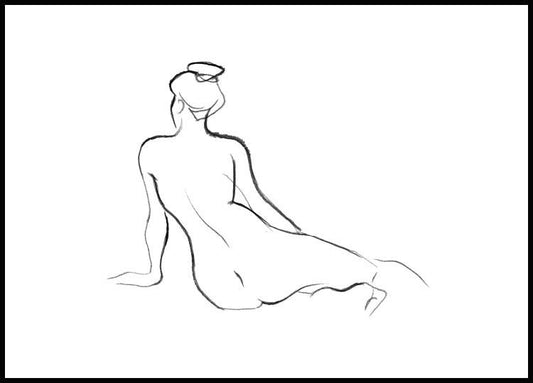 Watercolor nude sketch i poster for nursery and home wall decor.