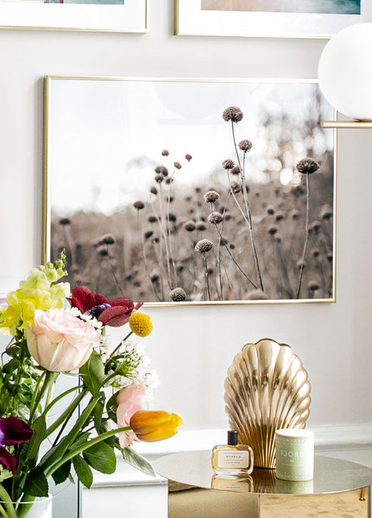 Watercolor wild flowers poster for nursery and home wall decor.