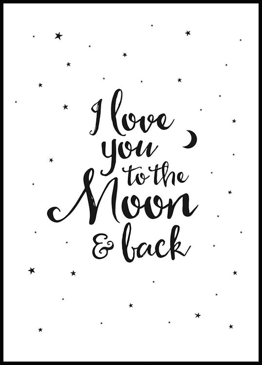 Watercolor to the moon poster for nursery and home wall decor.