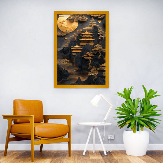 3D Relief Japanese Scenery Asian Style Poster | Wall Art for Home & Office | High-Quality Print