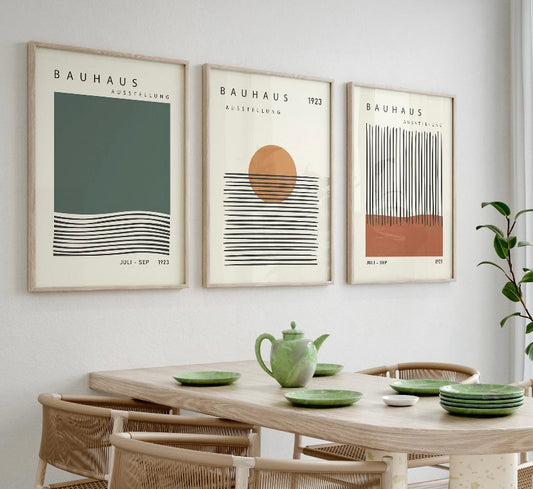 Bauhaus-Inspired Neutral Geometric Print Collection