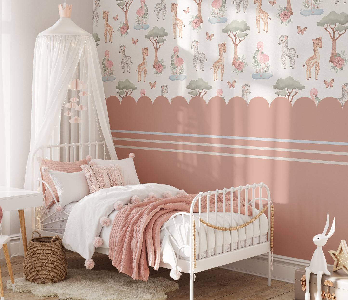 Scallops and Pink Safari Mural