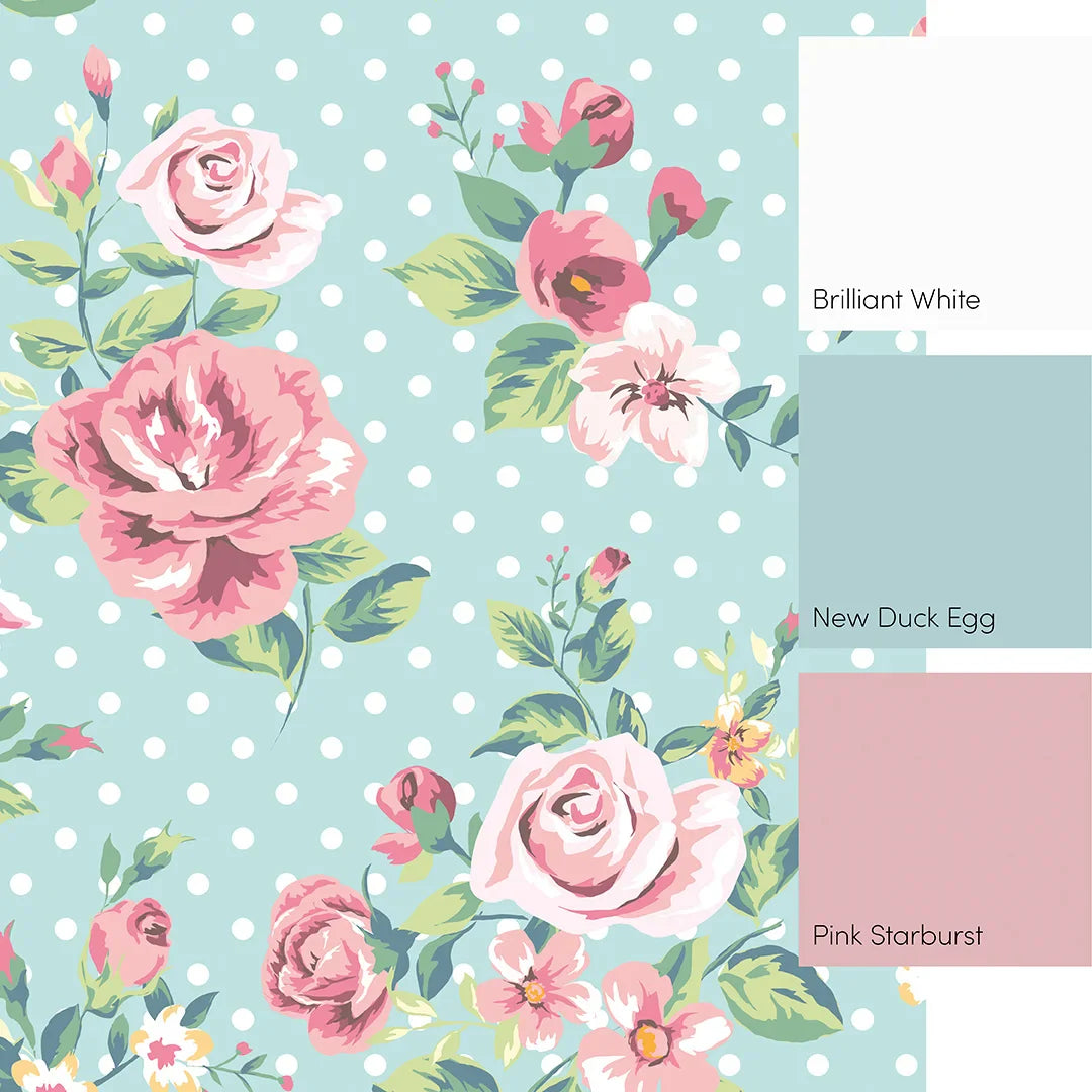 Multicoloured Dotty Roses Mural