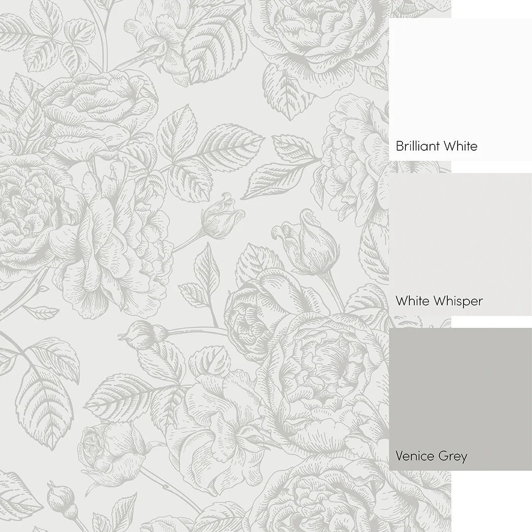 Soft Grey Roses Wall Mural