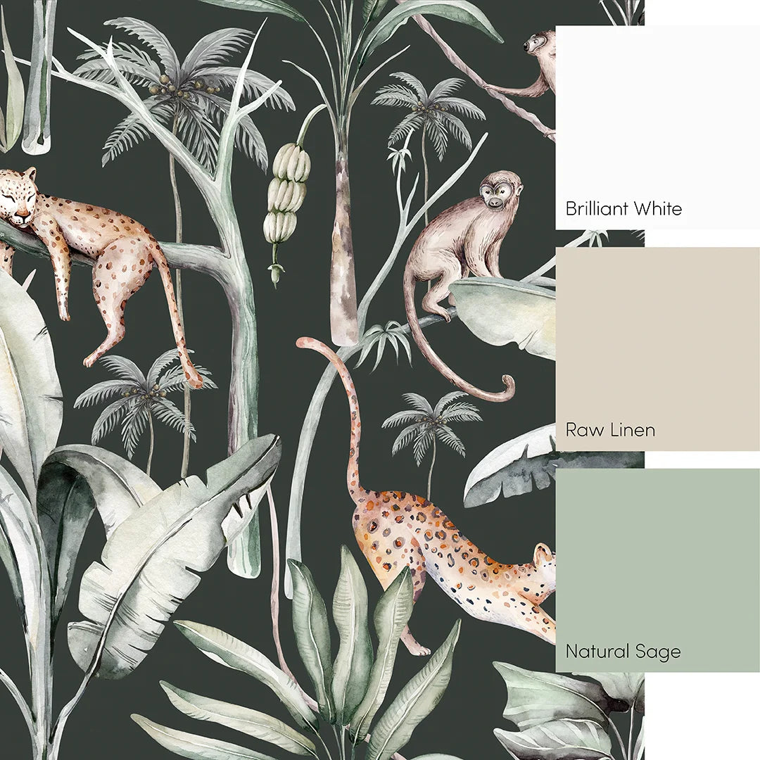 Bottle Green Sleepy Leopards Wall Mural