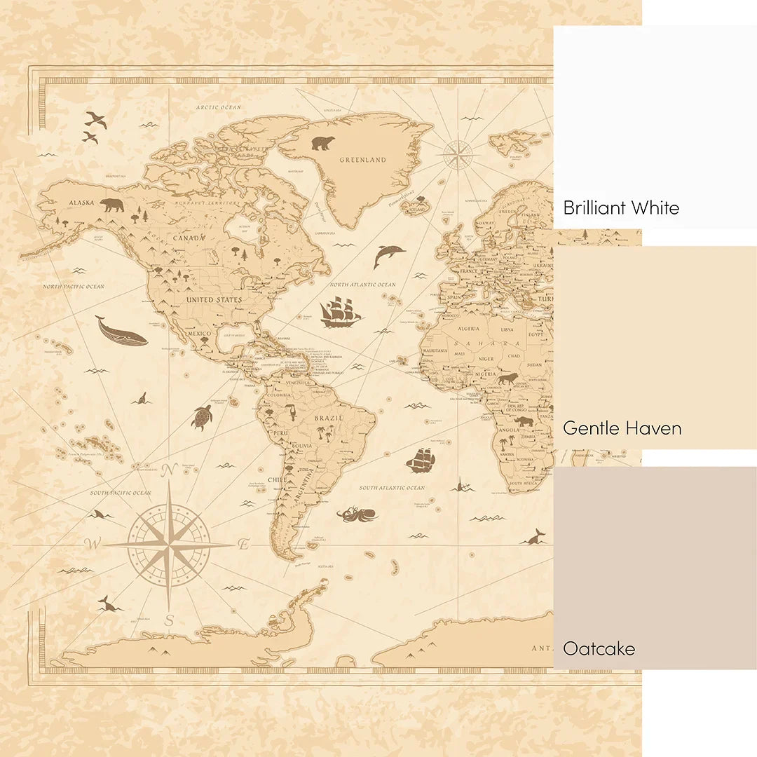 Natural Vintage World Map Wall Mural