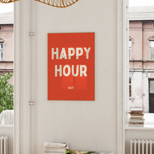 Happy Hour | Cream and Red | Art Print - High-Quality Premium Wall Art Decor Sticker