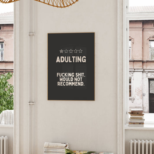 Adulting | Cream and Charcoal | Art Print - High-Quality Premium Wall Art Decor Sticker